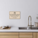 Classic Framed Los Empleados Deben Lavarse Las Manos Antes de Regresar al Trabajo — Wall or Door Sign | Wash Hands Spanish - Sign