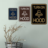 Signs ByLITA Portrait Round Turn On Hood Door or Wall Sign Durable ABS Plastic | Laser Engraved | Easy Installation | Kitchen | Hygiene