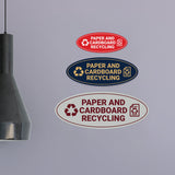 Signs ByLITA Oval Paper and cardboard recycling Sign - Laser-Engraved Lettering | Durable ABS Plastic | Vibrant Colors | Powerful Foam Tape