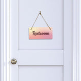 Restroom 5x10 Hanging Plus Wall or Door Sign | Rustic Twine | Range of Vibrant Decor Styles | Bathroom Signs For Home and Business