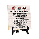 General Warnings & Courtesy Notices 5"x 5" Square Table Sign With Acrylic Easels
