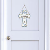 Be strong, and let your heart take courage, all you who wait for the Lord! Psalm 31:24 11.5" x 8" Cross Hanging Sign | Rustic Twine | Inspiring Religious Bible Decor