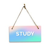 Study 5x10 Hanging Plus Wall or Door Sign | Rustic Twine | Range of Vibrant Decor Styles | Room Signs For Home and Business