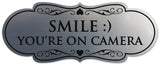 Signs ByLITA Designer Smile You're on Camera Sign - Easy Installation | Durable Wall or Door Sign