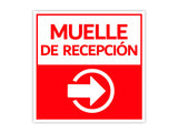 Square Plus Muelle De Recepción Right Arrow Wall or Door Sign | Spanish | Health & Safety Warehouse Business Signage