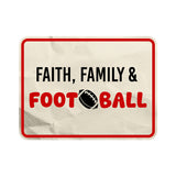 Classic Framed Plus Faith, Family & Football Door or Wall Sign | Funny Home Decor