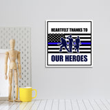 Square Plus Heartfelt Thanks to Our Heroes Wall or Door Sign | USA Flag | Police First Responders Appreciation Signage