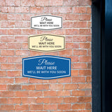 Signs ByLITA Fancy Please Wait Here for Your Turn. We'll Be With You Soon Easy Installation | Durable Construction | Barbers | Grooming and Styling | Hair Wall or Door Sign