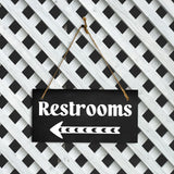 Restrooms Left Arrow 5x10 Hanging Plus Wall or Door Sign | Bathroom Decor