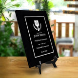 Pickleball Competition Customizable Black Frame Award Plaque | Easel Mount Option | Achievement and Recognition Personalizable Plaques