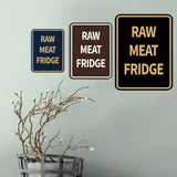 Signs ByLITA Portrait Round Raw Meat Fridge Door or Wall Sign Durable ABS Plastic | Laser Engraved | Easy Installation | Kitchen | Hygiene