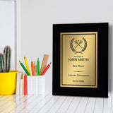 Lacrosse Customizable Black Frame Wooden Award Plaque | Easel Mount Option | Achievement and Recognition Personalizable Plaques