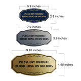 Signs ByLITA Victorian Please dry yourself before lying on day beds Wall or Door Sign
