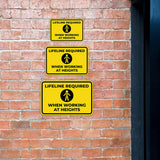 Classic Framed Plus Lifeline Required When Working at Heights Door or Wall Sign | Miscellaneous Warning Signs - Industrial & Construction