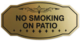 Signs ByLITA Victorian No Smoking on Patio Sign - Laser-Engraved Lettering | Durable ABS Plastic | Vibrant Colors | Powerful Foam Tape Wall or Door Sign