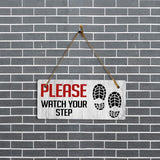 Please Watch Your Step 5x10 Hanging Plus Wall or Door Sign | Home & Office Decor