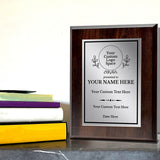 Custom Insert Your Logo (Circle) Wreath Award Wooden Plaque | Recognition of Achievement and Service Personalizable Plaques