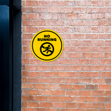Circle Plus No Running Wall or Door Sign | Easy Installation | Office & Public Parks Warning Signage