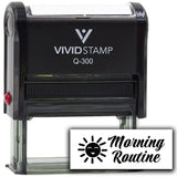 Vivid Stamp Morning Routine Self-Inking Rubber Stamps Teachers And Schools | Motivational Stamps For Children | Re-inkable Ink Pad