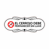 Designer Plus El cerrojo Debe Permanecer Sin Llave Wall or Door Sign | Spanish | Home Office Business Warning