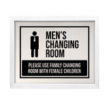 Designs ByLITA Men's Changing Room Please Use Family Changing Room With Female Children, Wall Print Art | Retail Store Decoration (Unframed or Framed)