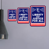 Portrait Round Plus Liberty and Justice for All Door or Wall Sign | Easy Installation | Patriotic Stars and Stripes USA Pride Sign