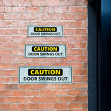 Standard Plus Caution Door Swings Out Wall or Door Sign | Public Spaces Signage