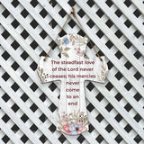 The steadfast love of the Lord never ceases; his mercies never come to an end Cross Hanging Sign | Rustic Twine | Inspiring Religious Bible Decor