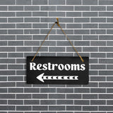 Restrooms Left Arrow 5x10 Hanging Plus Wall or Door Sign | Bathroom Decor
