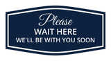 Signs ByLITA Fancy Please Wait Here for Your Turn. We'll Be With You Soon Easy Installation | Durable Construction | Barbers | Grooming and Styling | Hair Wall or Door Sign