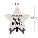 Sign ByLITA Employees Must Wash Hands, Wood Color Star Table Sign (6"x5")