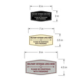 Signs ByLITA Fancy Military Veteran Lives Here Please Be Courteous With Fireworks Easy Installation | Honor Veterans with Military Signs | US Pride | Businesses and Homes Wall or Door Sign