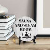 Sauna and Steam Room Circle Table Sign with Acrylic Stand (5x5") | Public Spaces Signage