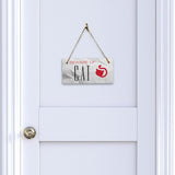 Beware of Cat 5" x 10" Hanging Wall or Door Sign | Rustic Twine | Signs for Home and Business