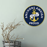 Circle Plus Anchors Aweigh: U.S. Navy Proud Door or Wall Sign Honor Veterans with Military Signs | US Pride | Veteran Gratitude and Discount Signs