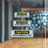 Standard Plus Caution Door Swings Out Wall or Door Sign | Public Spaces Signage