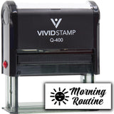Vivid Stamp Morning Routine Self-Inking Rubber Stamps Teachers And Schools | Motivational Stamps For Children | Re-inkable Ink Pad