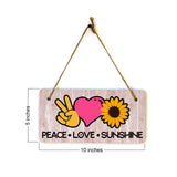 Peace Love Sunshine 5" x 10" Hanging Wall or Door Sign | Funny & Positive Home Decor