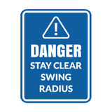Signs ByLITA Portrait Round Danger Stay Clear Swing Radius Door or Wall Sign Easy Installation | Health And Safety | Building And Danger Signs