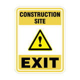 Portrait Round Plus Construction Site Exit Wall or Door Sign | Health And Safety Signage