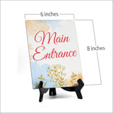 Signs ByLita Main Entrance, Blue Watercolor Table Sign (6 x 8")