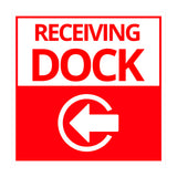 Square Plus Receiving Dock Left Arrow Wall or Door Sign | Health & Safety Warehouse Business Signage