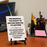 Front Desk Bilingua English and Spanishl Table Signs with Acrylic Stands (6x8“)