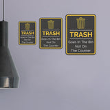 Portrait Round Plus Trash Goes In the Bin Not On the Counter Wall or Door Sign | Office Rules Sign for Waiting Area & Group Sessions