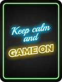 Portrait Round Plus Keep Calm and Game On Wall or Door Sign | Easy Installation | Gaming | Home Decor