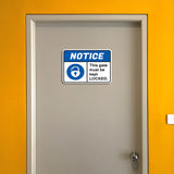 Classic Framed Plus Notice This Gate Must Be Kept Locked. Door or Wall Sign | Safety Signage