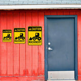 Portrait Round Plus Caution Machinery Wall or Door Sign | Farm/Barn Warning Signage
