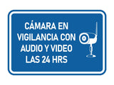 Signs ByLITA Classic Framed Cámara en Vigilancia con Audio y Video las 24 HRS Security Wall or Door Sign