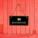 Restrooms 5x10 Hanging Plus Wall or Door Sign | Home & Office Decor