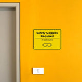 Classic Framed Plus Safety Goggles Required in Lab Area Door or Wall Sign | Workplace Safety & First Aid